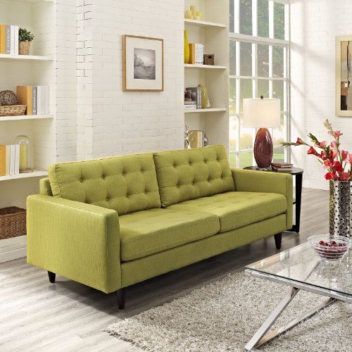 Modway Empress Mid-Century Modern Upholstered Fabric Sofa In Wheatgrass
