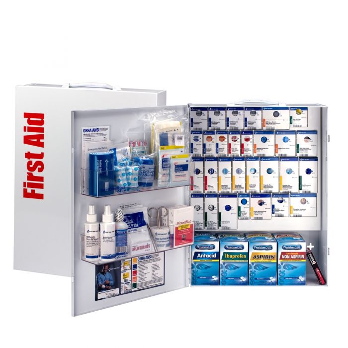 First Aid Only 150 Person XL Metal SmartCompliance Food Service First Aid Cabinet With Medications and Custom Logo (Case of 5)