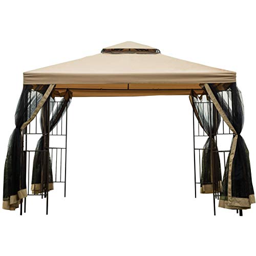 Sunnyglade Garden Gazebo 10' x 10' Patio Backyard Double Roof Vented Gazebo Canopy