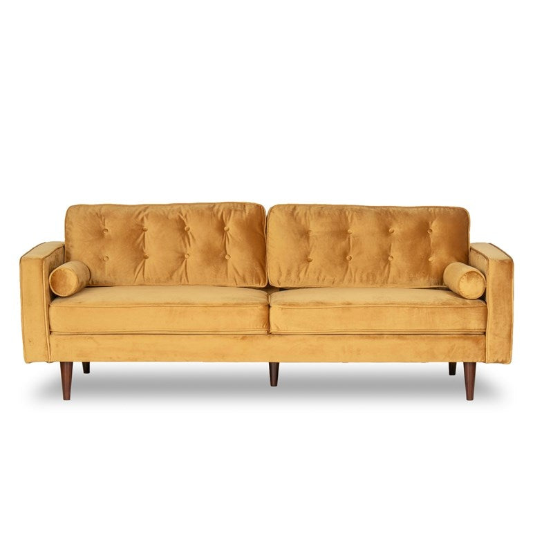 Mid-Century Modern Dark Yellow Harriet Velvet Sofa