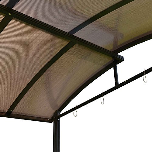 ALEKO GZBHTG01 Steel Hard Top BBQ Gazebo Grill Shelter Canopy with Serving Tables 8 x 5 x 8 Feet Brown