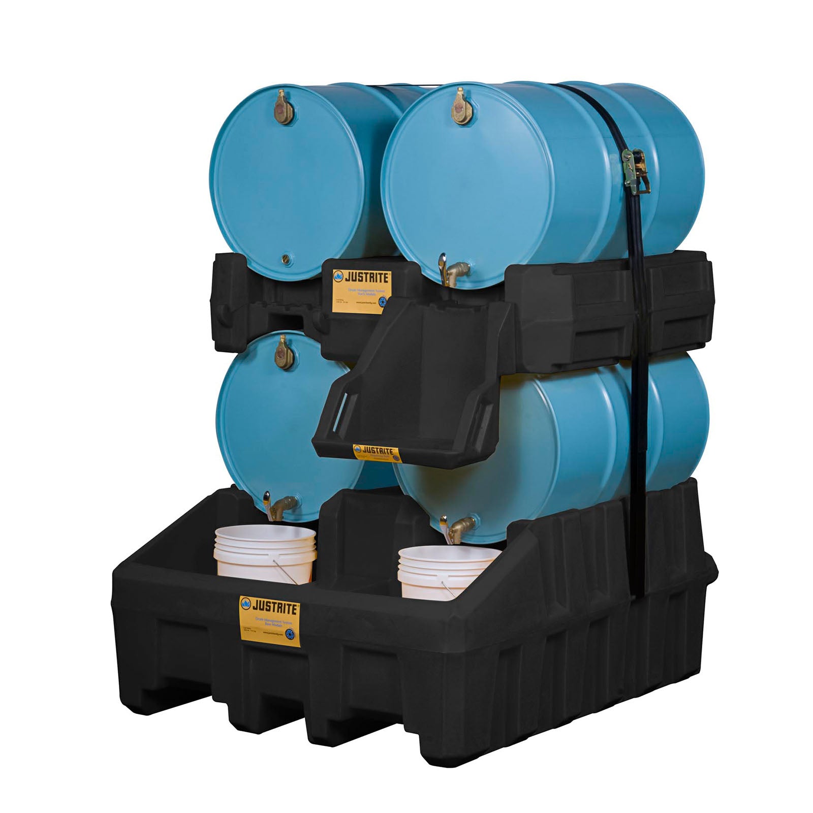Justrite EcoPolyBlend™ Drum Management Dispensing Shelf Mounts to Stack Module, Recycled Polyethylene