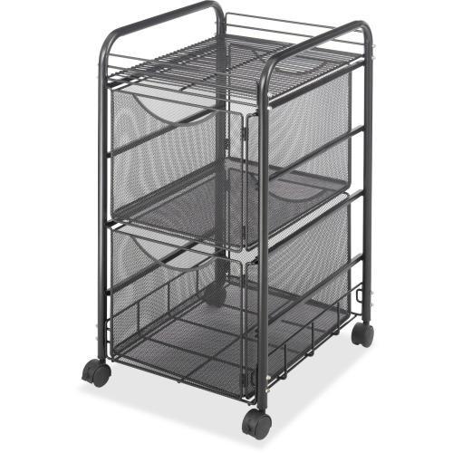 Safco Onyx Double Mesh Mobile File Cart, 2 Shelf - 2 Drawer - 4 Casters - 1.50