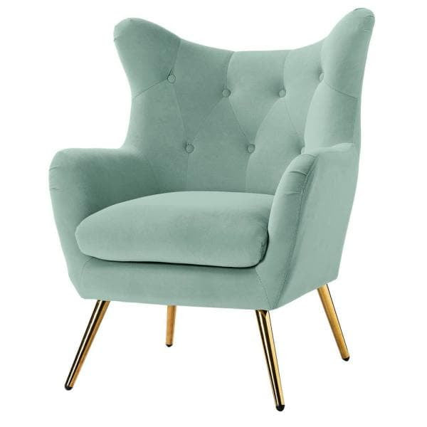 Tufted Accent Wingback Chair with Golden Base