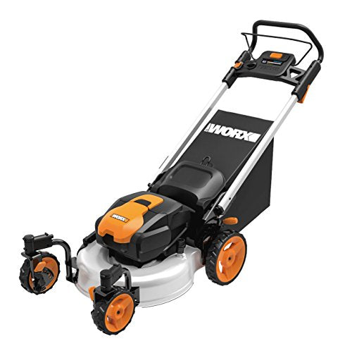 WORX WG771 56V Lithium-Ion 3-in-1 Cordless Mower with Locking Caster Wheels, 19-Inch, (2) Batteries and Charger Included