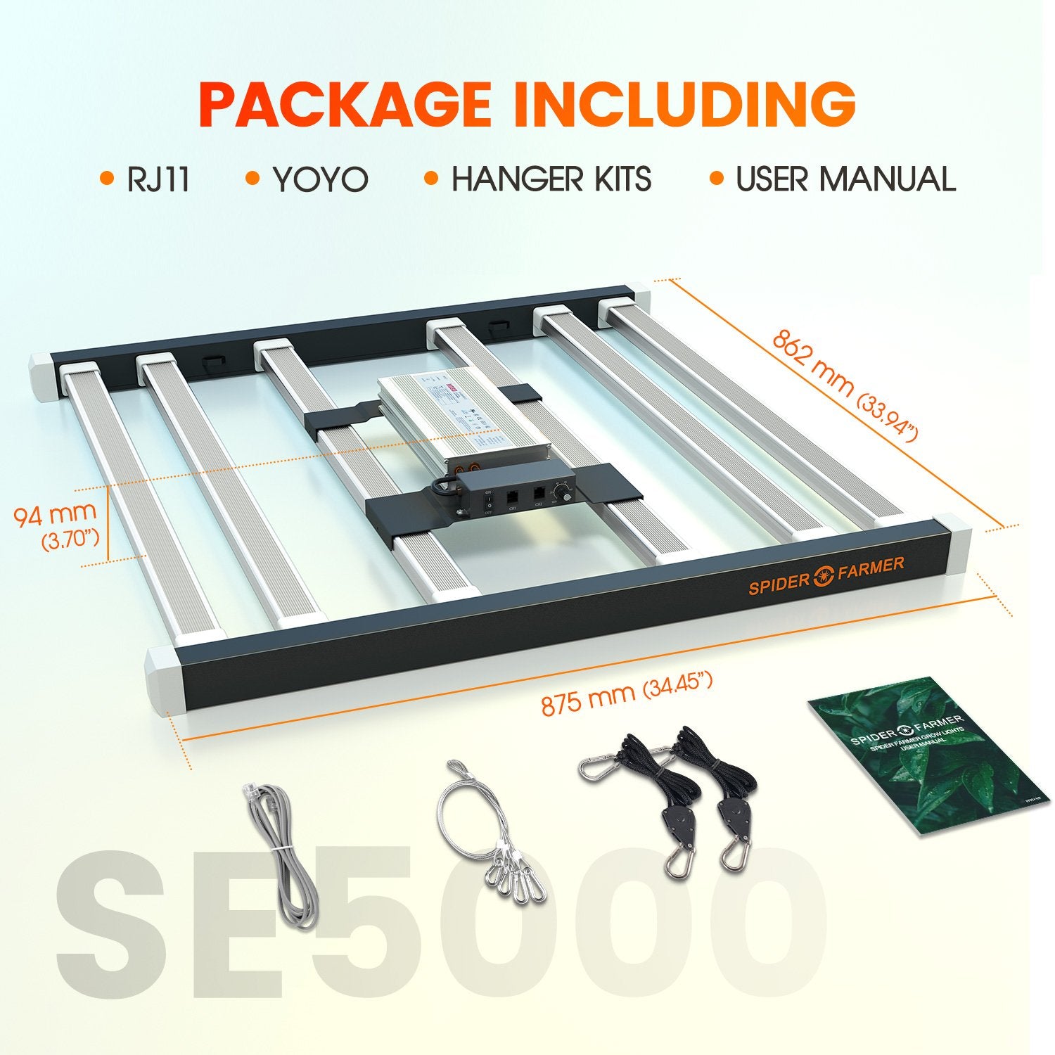 Spider Farmer SE5000 Dimmable Full Spectrum LED Grow Light New