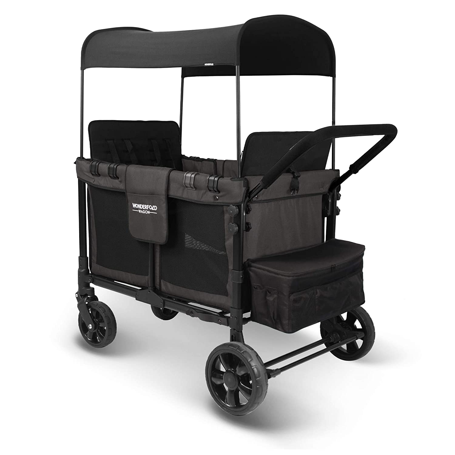 WonderFold W4 Elite Push/Pull 4-Passenger Quad Stroller Wagon Black New
