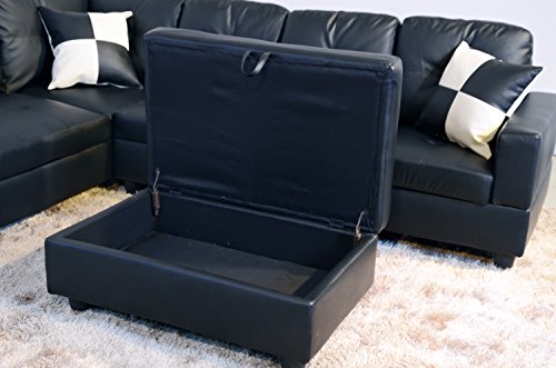 Beverly Fine Funiture Sectional Sofa Set, 91A Black