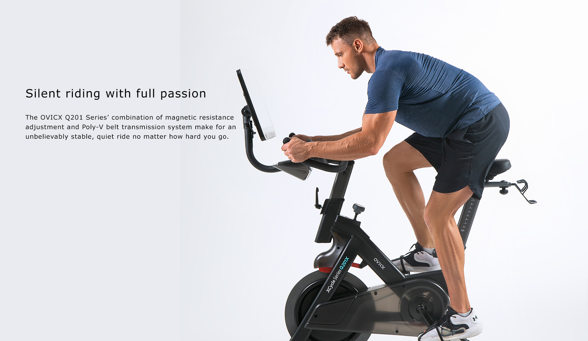OVICX OS-EBIKE-Q201-X Stationary Exercise Bike with WIFI/Bluetooth Connectivity and Rotating Display New