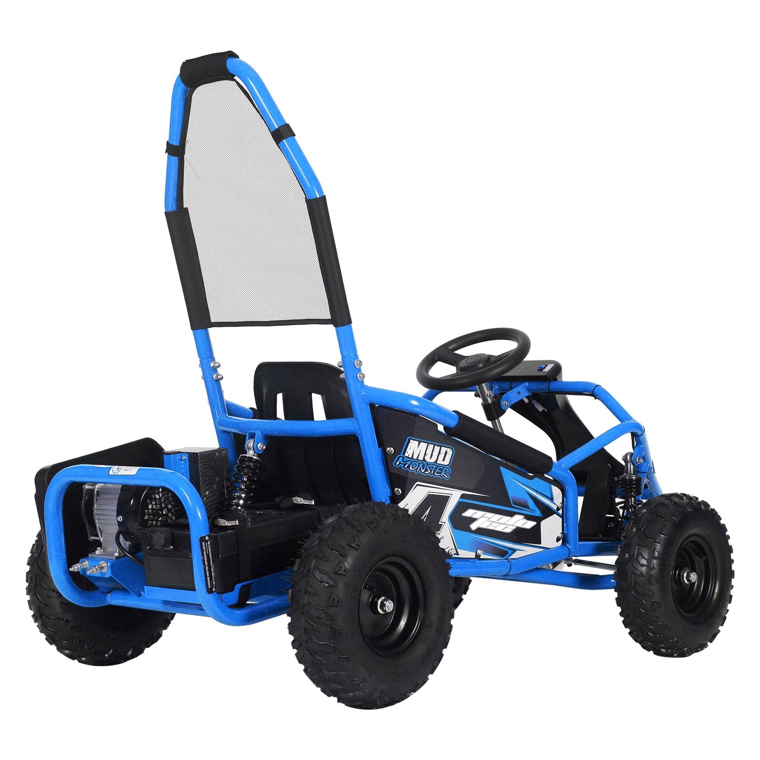 MotoTec Mud Monster Kids Electric 48v 1000w Blue Go Kart Full Suspension