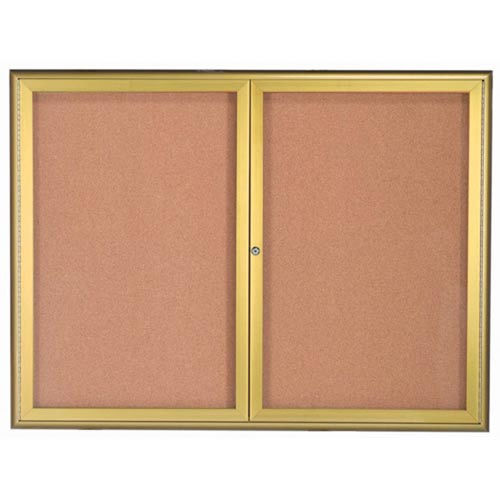 Aarco 2 Door Water Fall Style Bulletin Board Gold - 48