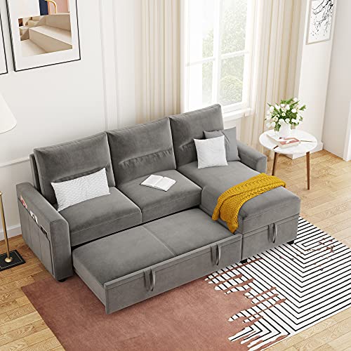 UNIROI Modern Sectional Bed with 6 Side Pockets, 82.5