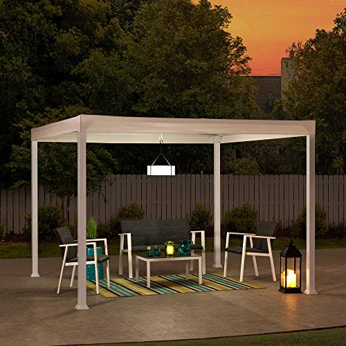 Sunjoy Reese 10x10 ft. Modern Steel Pergola with Flat Top Canopy, White