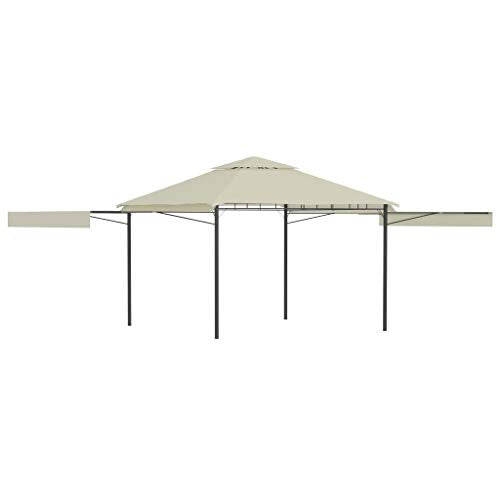 vidaXL Gazebo with Double Extended Roofs Canopy Sun Shelter Garden Outdoor Pavilion Patio Awning Sunshade Poolside Tent Cream 180 g/m²