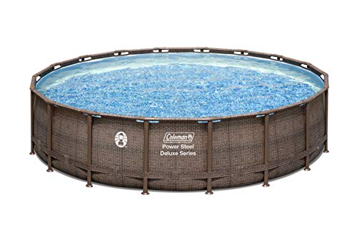 Coleman Power Steel Deluxe Series 18’ x 48” Metal Frame Round Above Ground Pool Set with Filter Pump, Ladder & Pool Cover