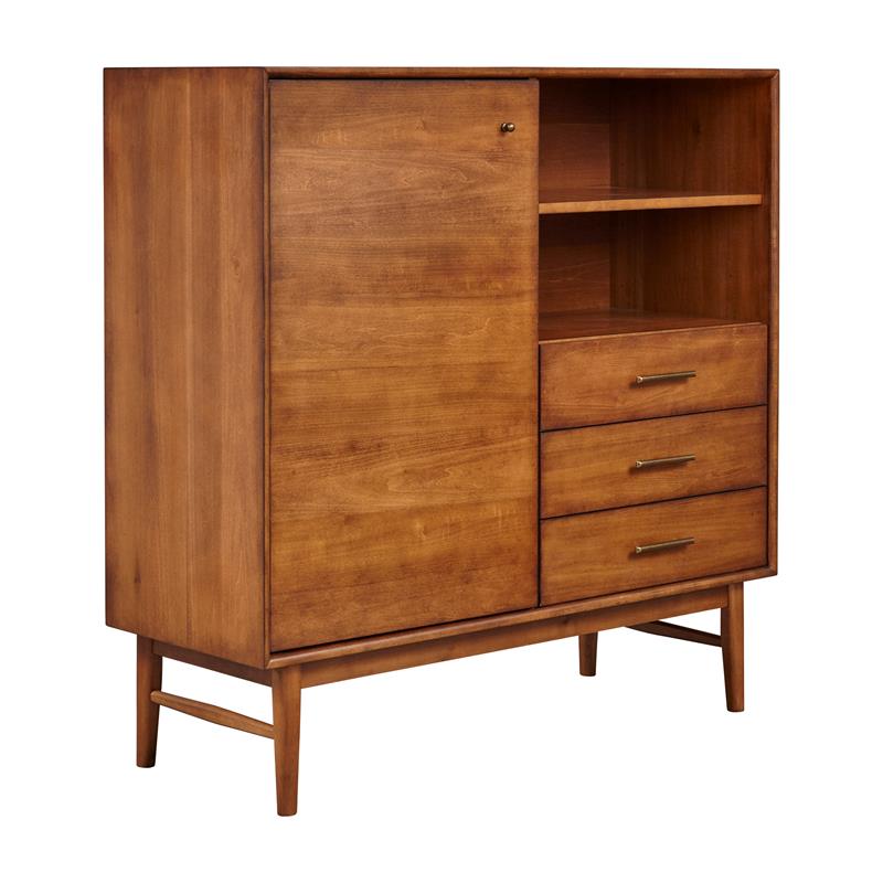 Three Drawers Wood Cupboard in Walnut