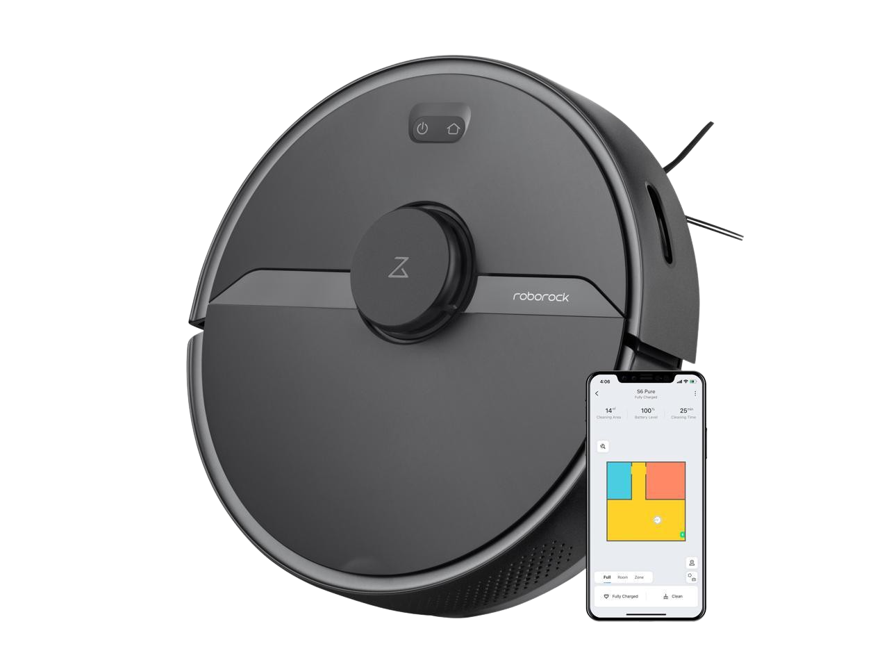 Roborock S6 Pure Multi-Level Mapping Robot Vacuum with Lidar Navigation and Wifi Black New