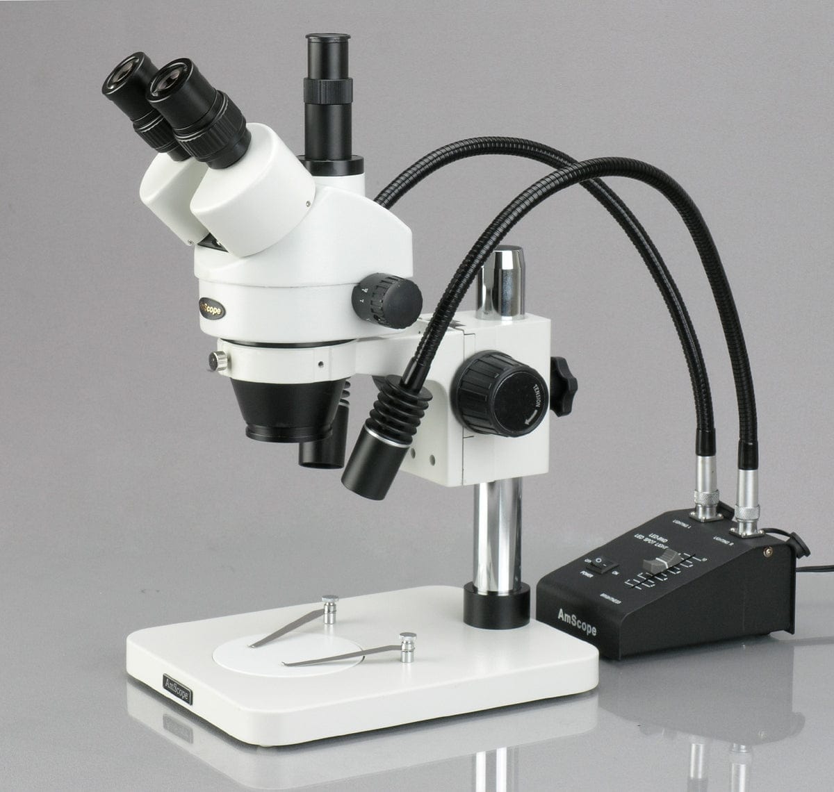 Amscope SM-1TSW2-L6W-5M 3.5X - 225X Digital Zoom Stereo Microscope with Gooseneck LED Lights Plus 5MP USB Camera New
