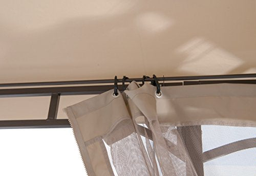 SORARA 10 x 10 Feet Gazebo Soft Top Cabana Fully Enclosed Garden Canopy with Mosquito Netting, for Garden Outdoor Event, Cabana Party, Party Canopy, Brown Khaki Beige