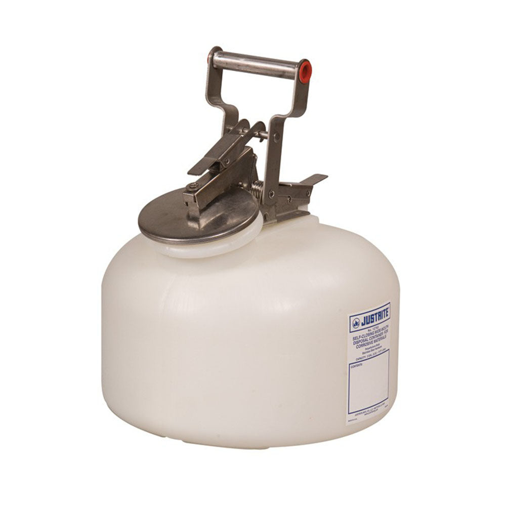 Justrite Safety Container for Corrosives/Acids, Wide-Mouth, 2 Gallon, Polyethylene