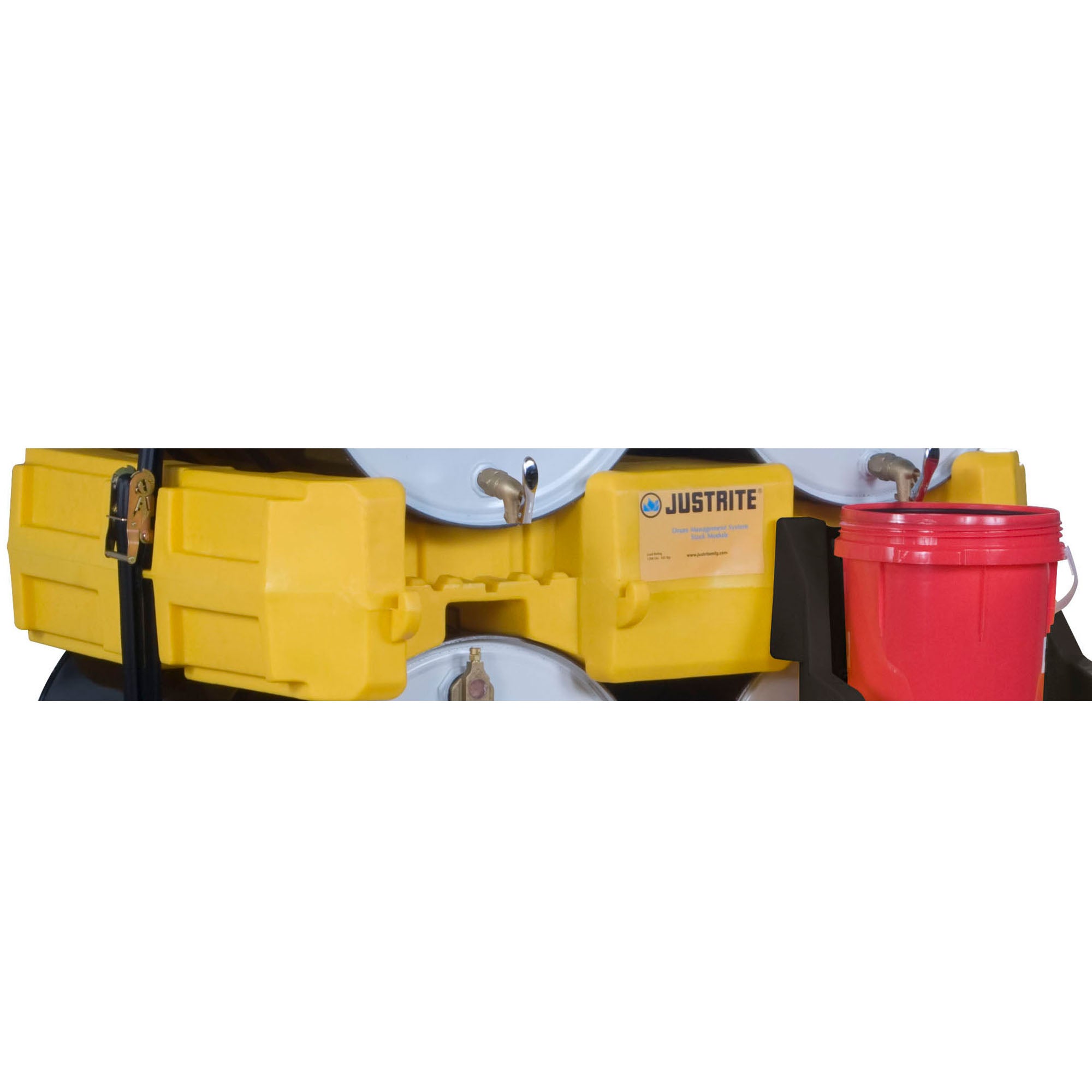 Justrite Drum Management Stack Module, Dispensing Shelf Optional, Forklift Channels, Recycled Polyethylene