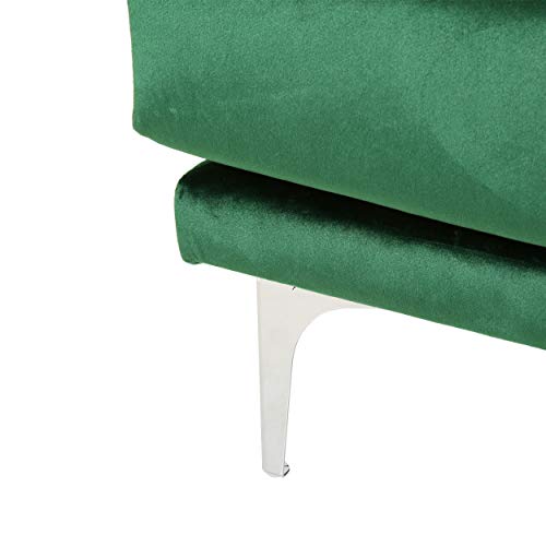 Christopher Knight Home Wendy Modern Glam 4 Seater Velvet Sofa, Emerald, Silver