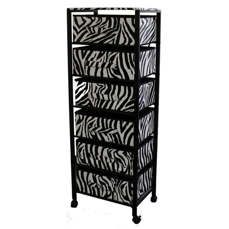 Metal Shelf with 6 Drawers with Zebra Print