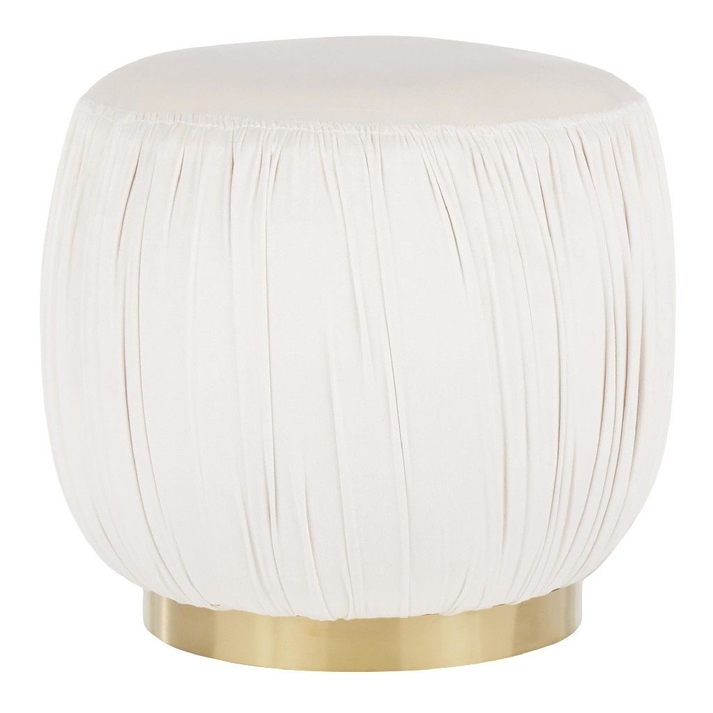 Ruched Gold and Cream Ottoman BY LUMISOURCE