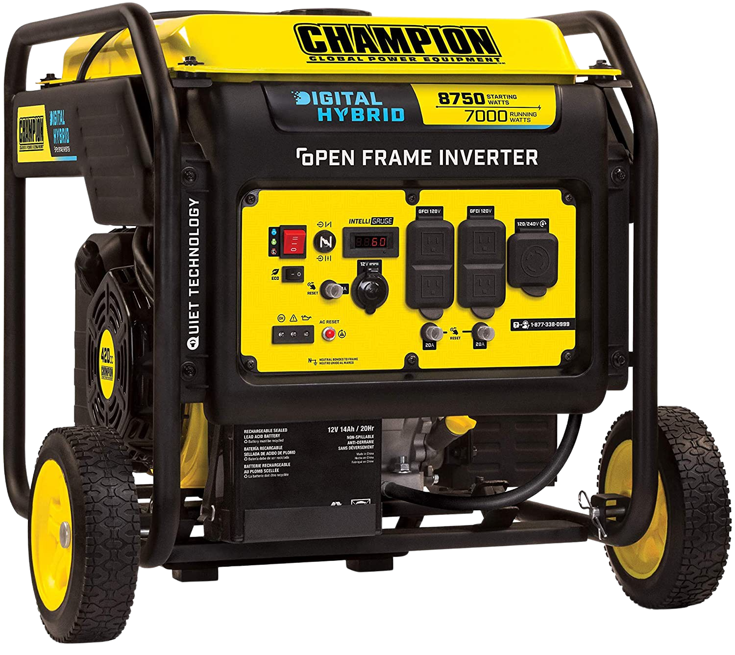 Champion 100520 7000W/8750W Open Frame Hybrid Electric Start Inverter Generator New