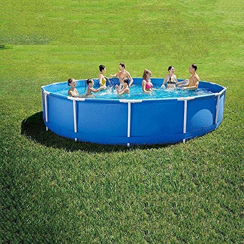 Metal Frame Pool Round Frame Above Ground Pool Pond Family Swimming Pool Metal Frame Structure Pool 305 X 76CM,Blue