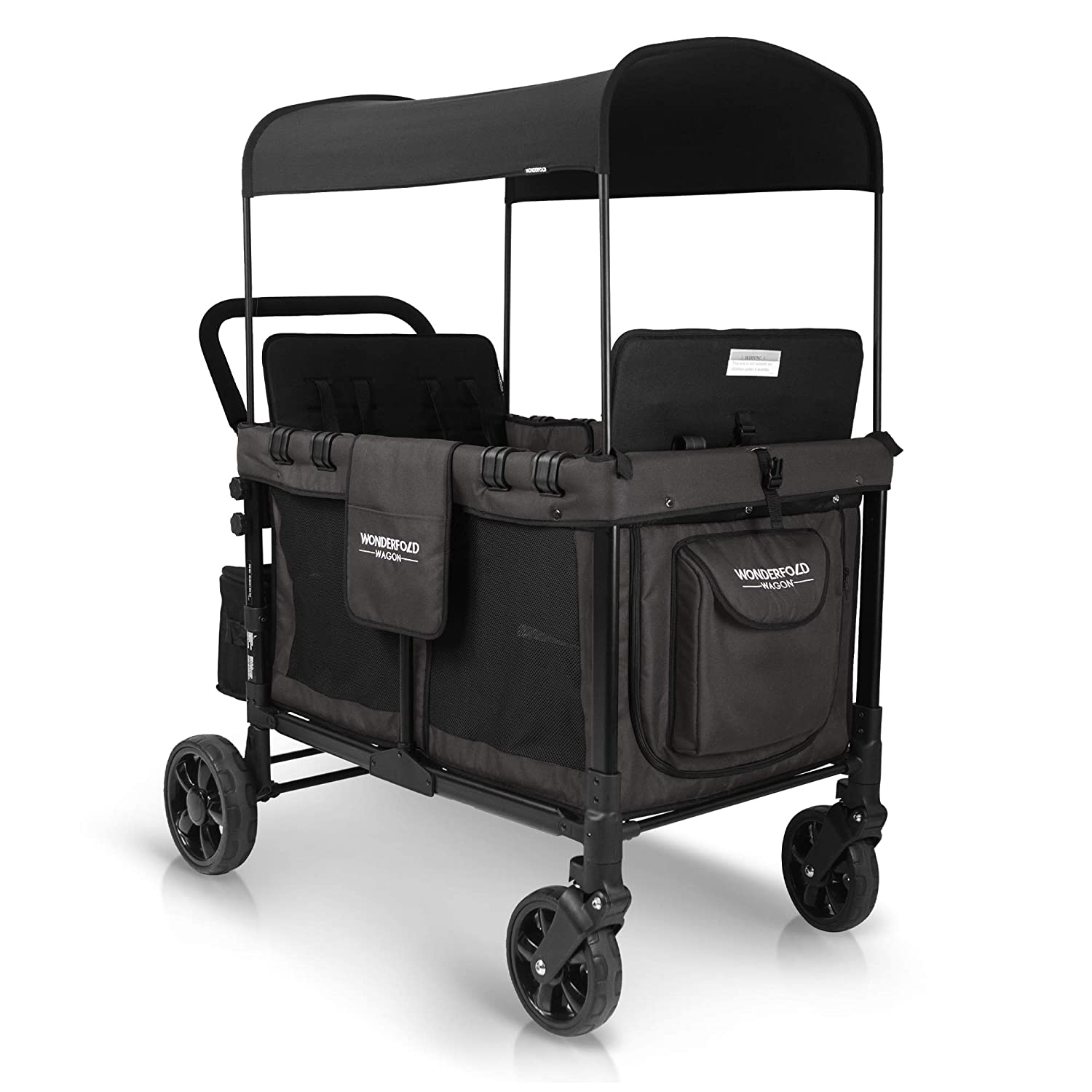 WonderFold W4 Elite Push/Pull 4-Passenger Quad Stroller Wagon Black New
