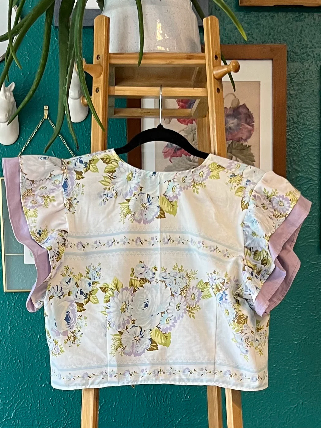 Emma Tie Front Top in Floral and Violet (XL)