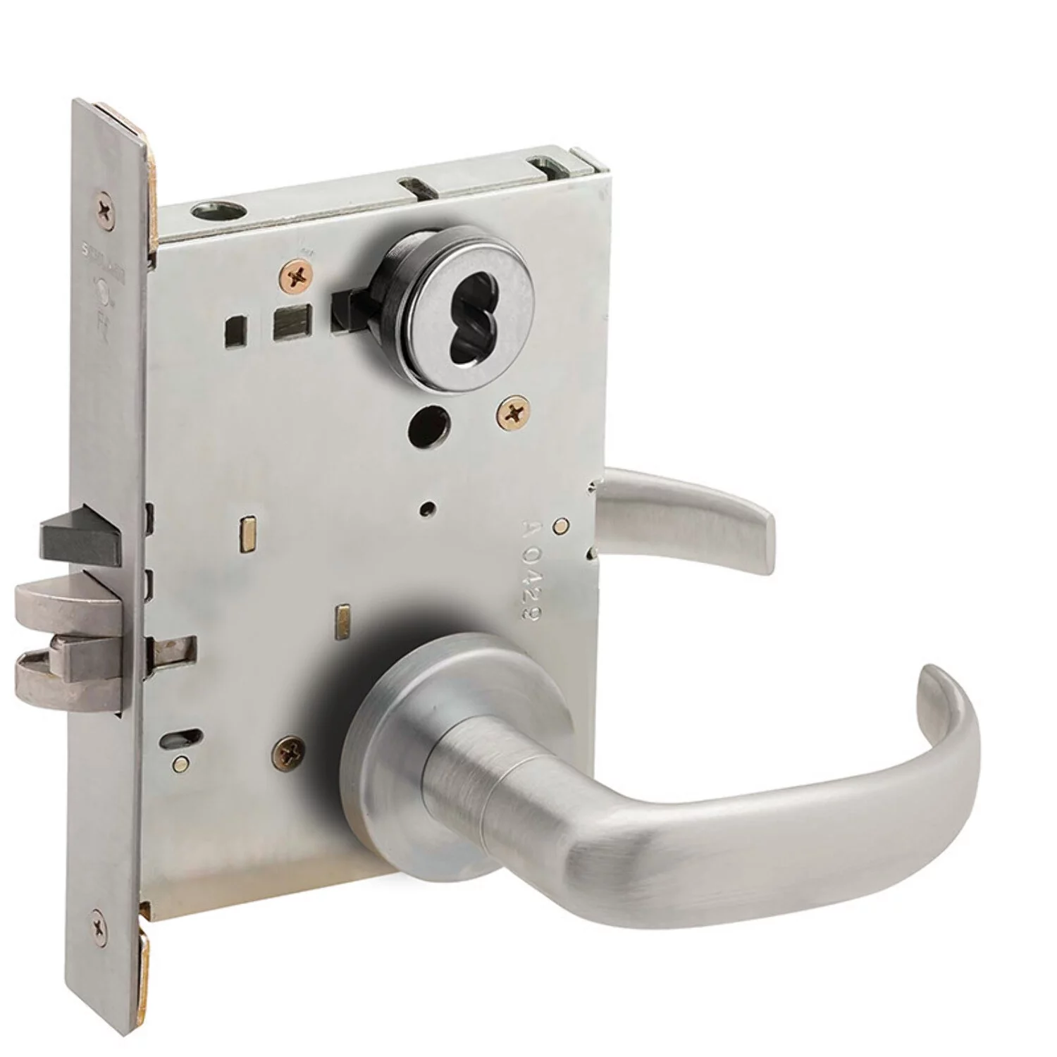 Schlage L9080J 17A 626 Grade 1 Storeroom Mortise Lock Schlage FSIC Less Core 17 Lever A Rose Satin Chrome Finish Field Reversible