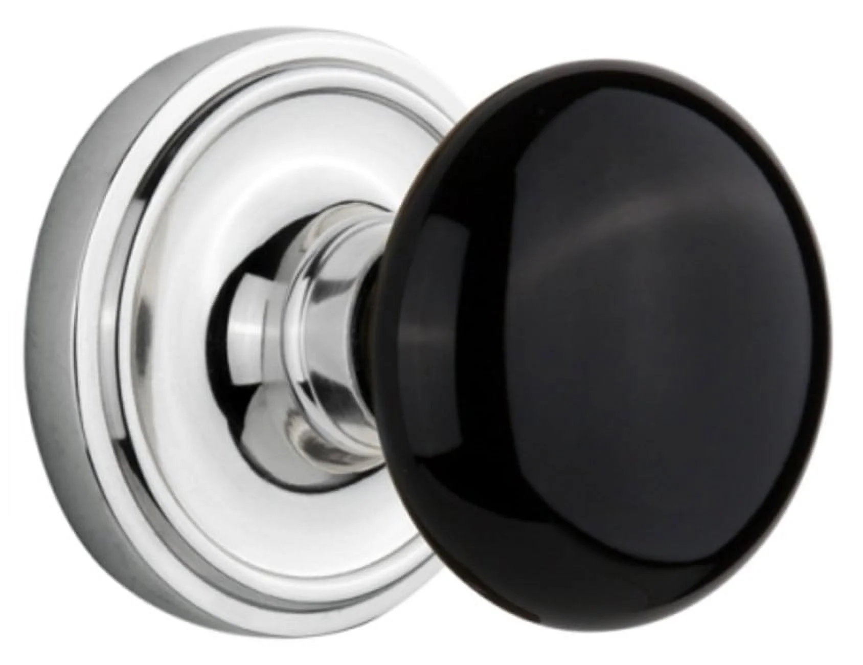 Nostalgic Warehouse Clablk_Dp_Nk Black Porcelain Dummy Door Knob Set - Chrome