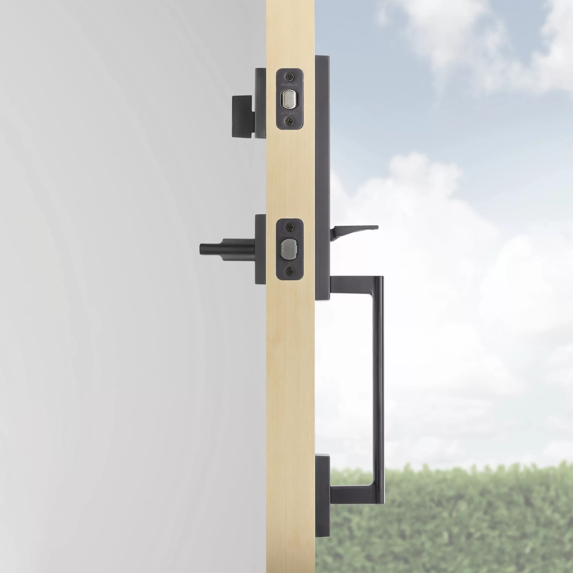 Kwikset Matte Black Entry Handleset KW1 1-3/4 in.