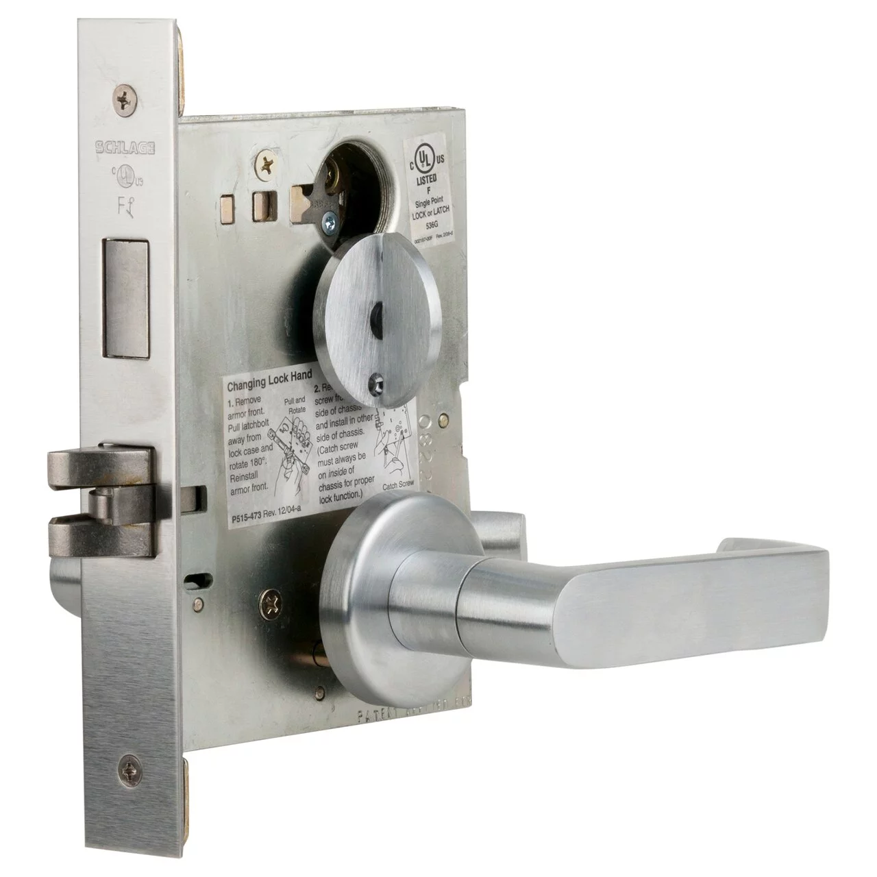 Schlage L9456P 06A 626 Corridor Mortise Lock with Deadbolt 06A Design Satin Chrome