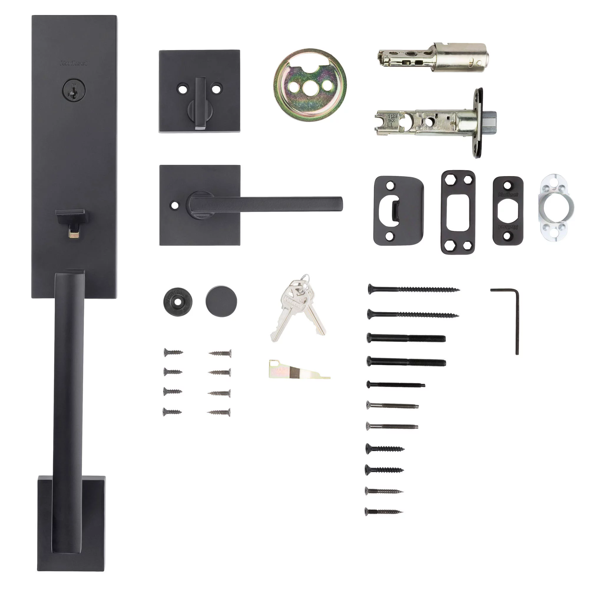 Kwikset Matte Black Entry Handleset KW1 1-3/4 in.