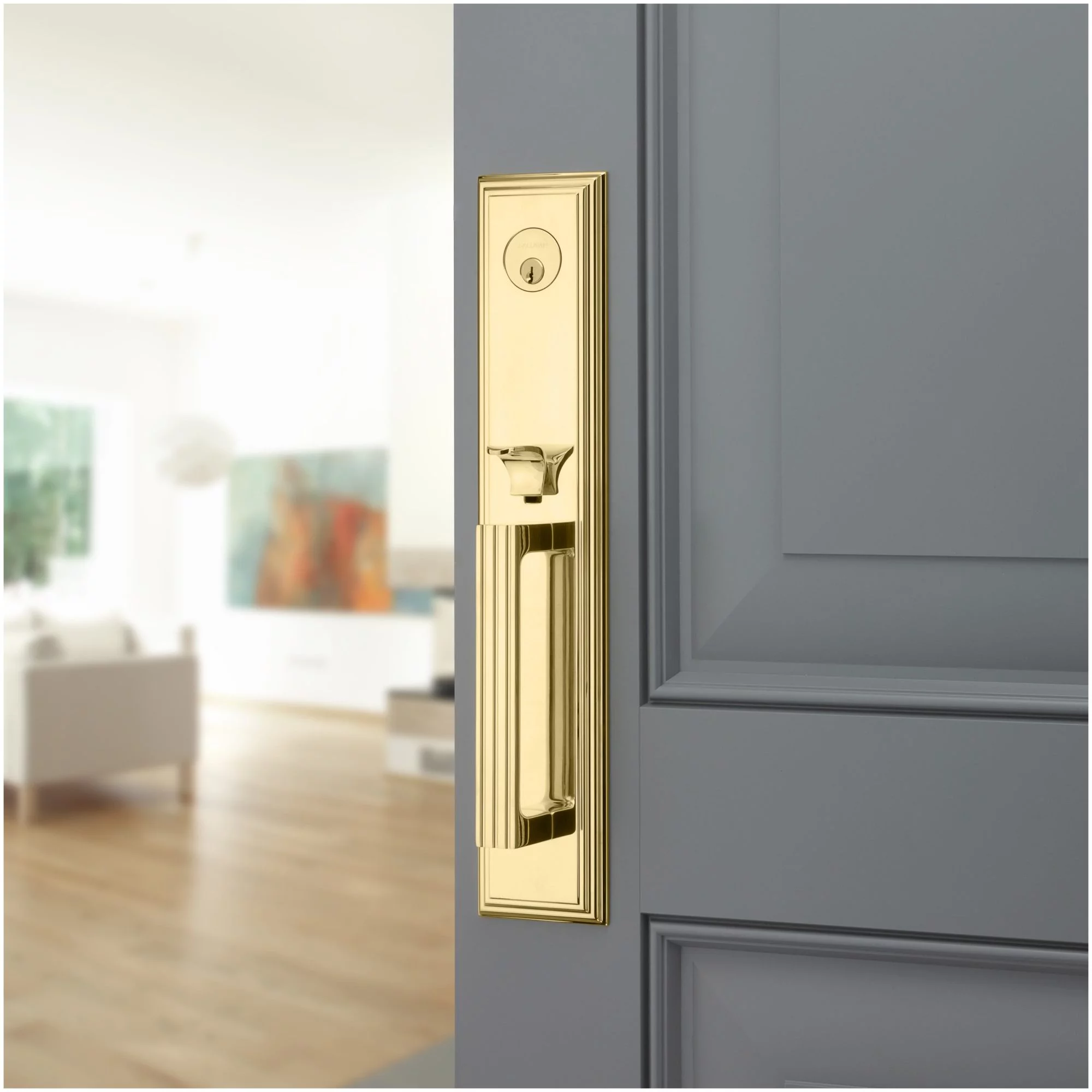 Baldwin 85342.Entr Tremont Full Plate Single Cylinder Keyed Entry Handleset - Brass