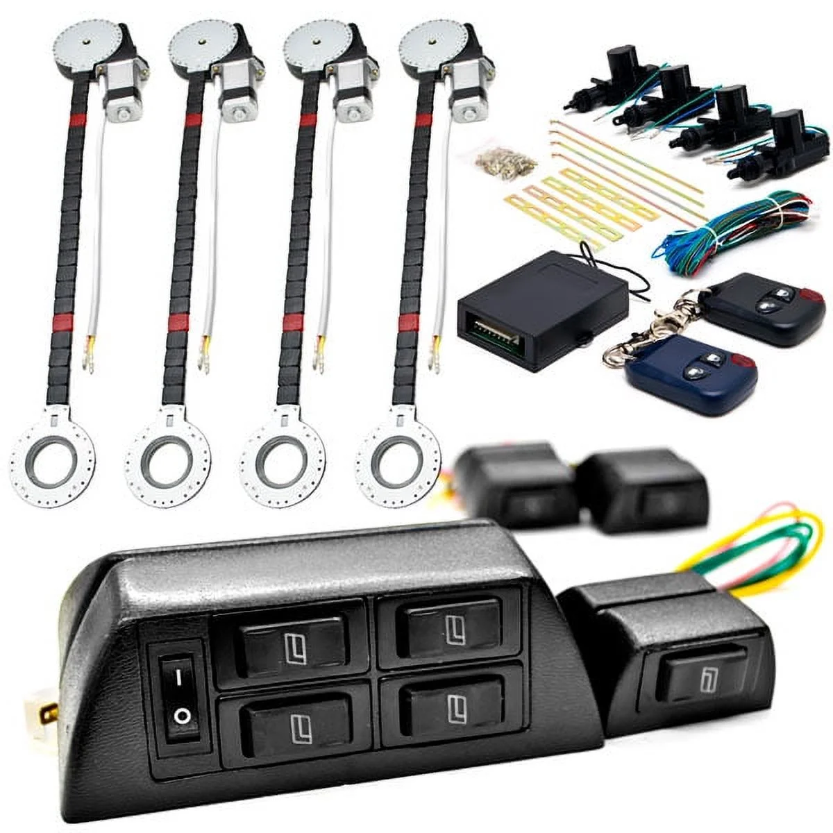 Biltek 4x Door Car Power Window + Keyless Door Unlock Kit Compatible with Chevy Monza Nova Optra Orlando Prizm R10 Silverado