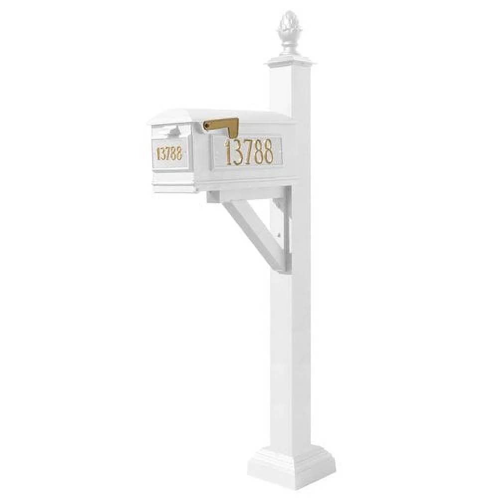 Westhaven System with Lewiston Mailbox, (3 Cast Plates) Square Collar & Pineapple Finial in (Black)