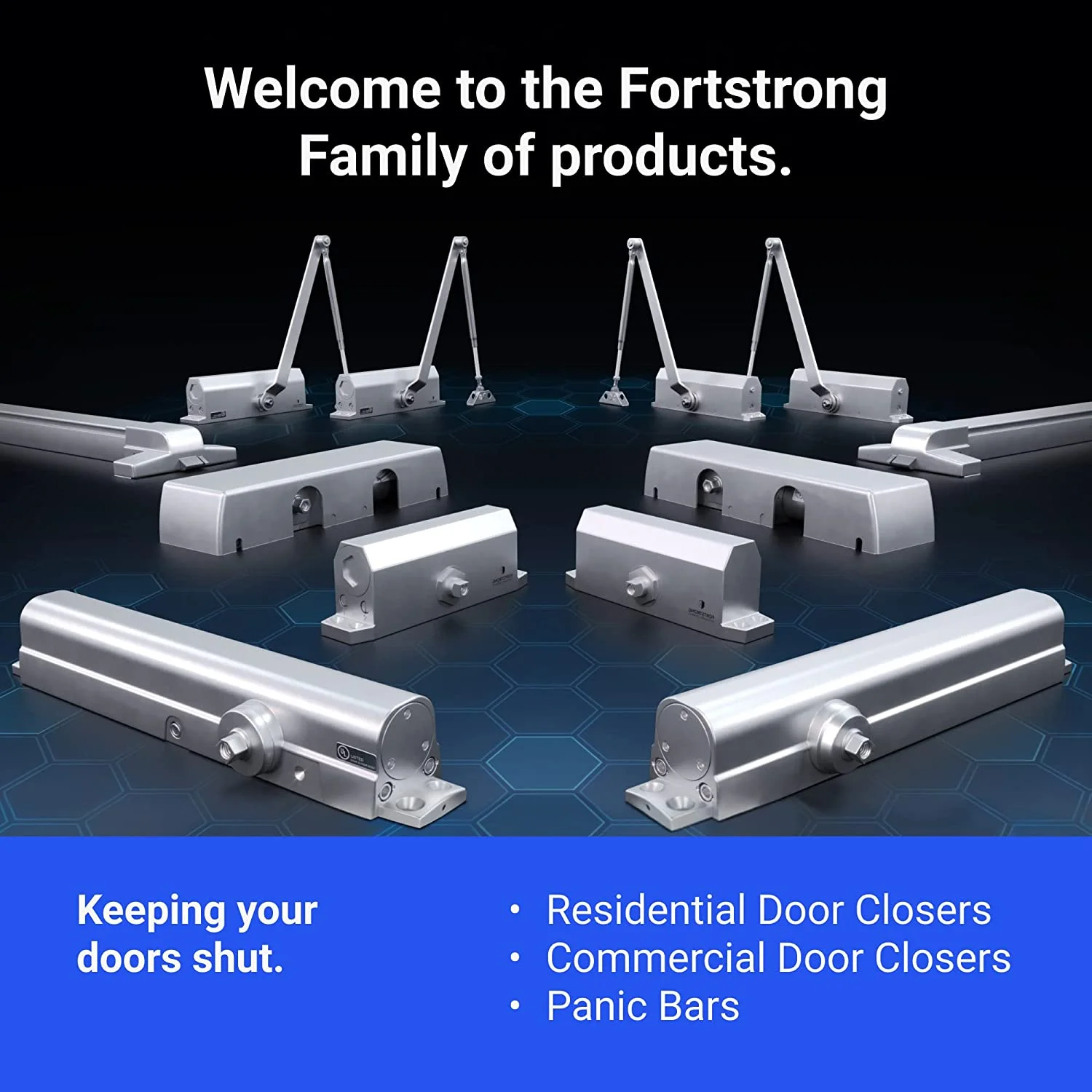 Fortstrong Black Panic Bar Exit Device with Lever - FH-950B - Contemporary Style for Doorknobs