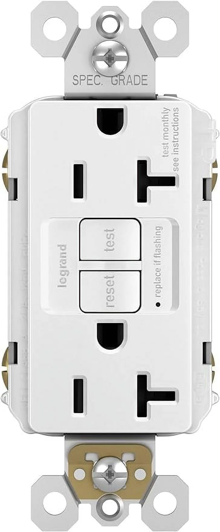 Legrand - Pass & Seymour Radiant Self-Test GFCI Outlet, White GFCI Outlet, GFCI Outlet 20 Amp, Tamper-Resistant GFCI Outlet, 2097TRWCCD12, 1 Count