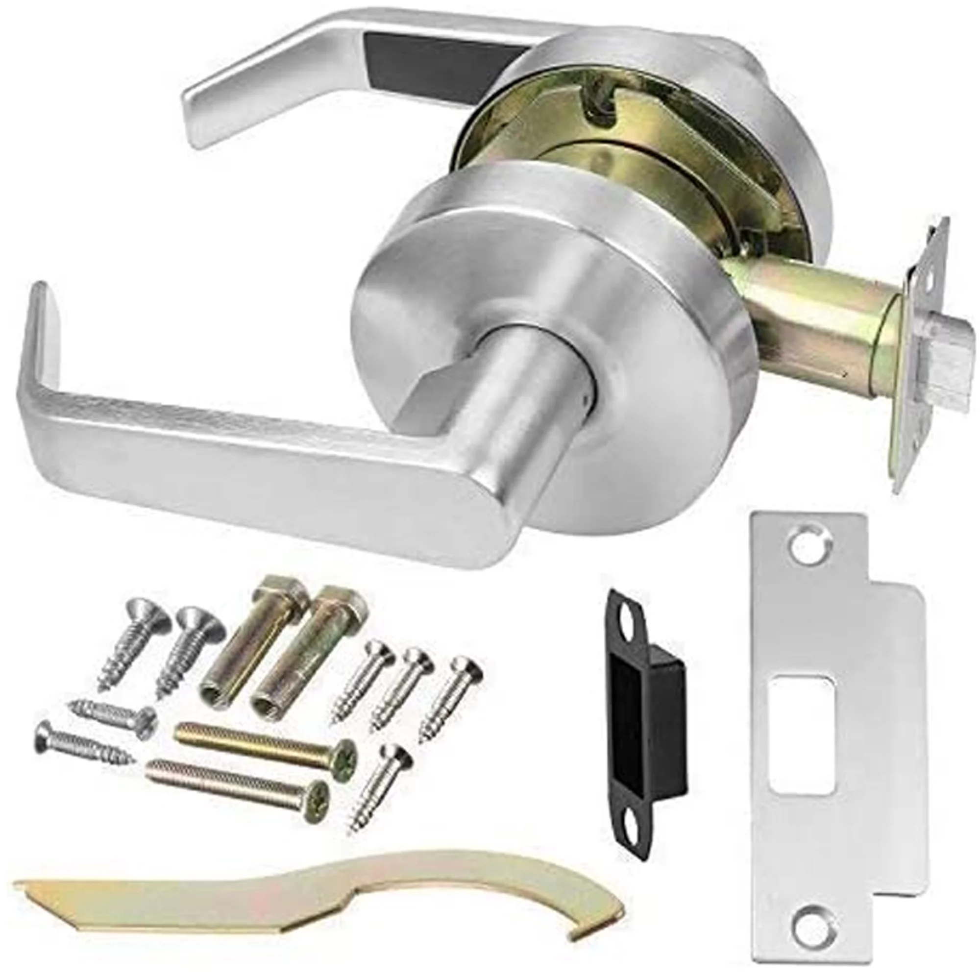 Lawrence Hardware Chrome Grade 2 Classroom Door Lever with Key Lock Set, Keyed Alike 2 3/8