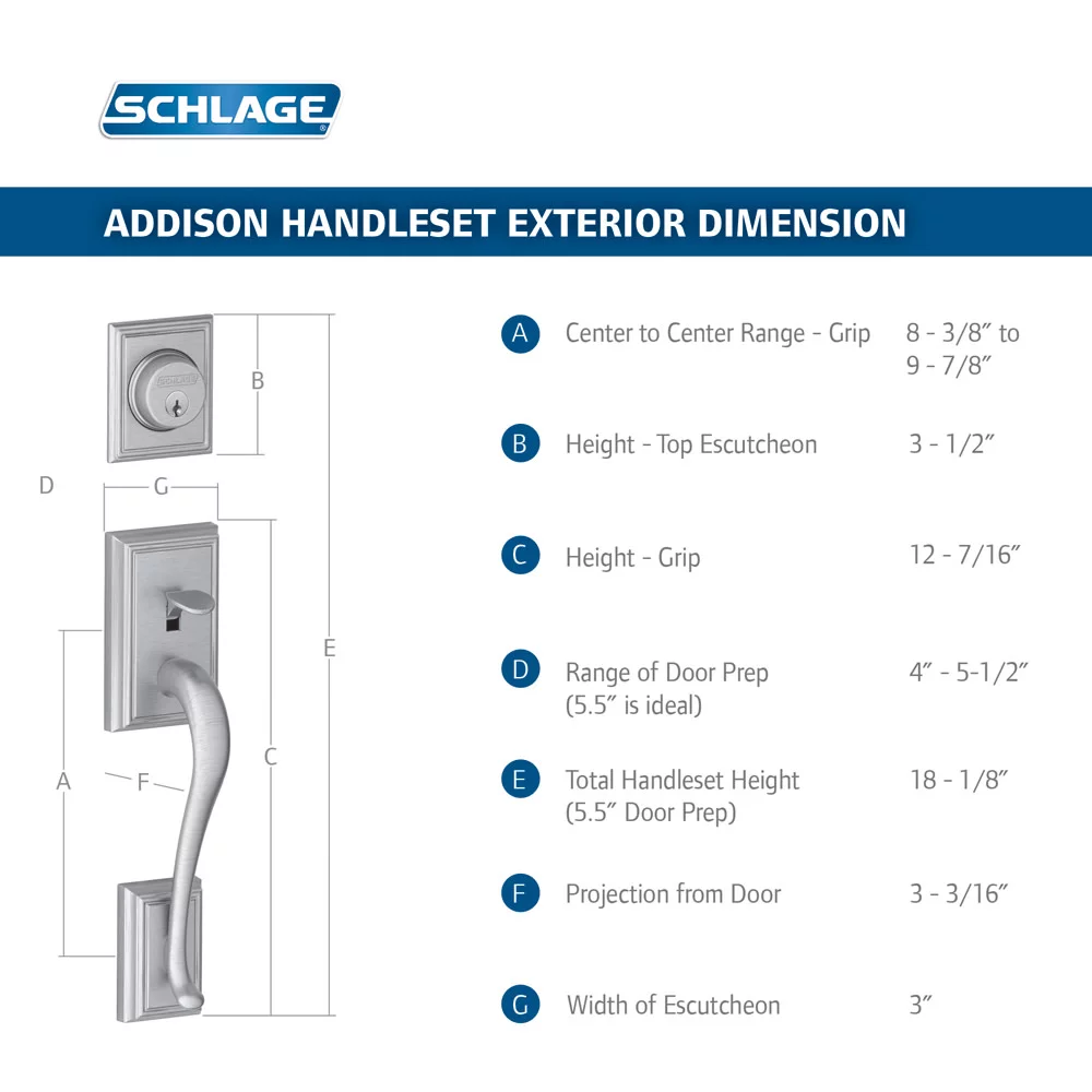 Schlage F62-Add-Ply Double Cylinder Addison Handleset - Black