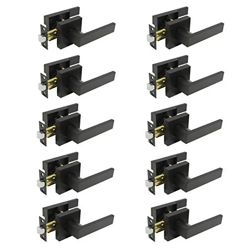 10 pack probrico square door lever door lock handle lockset keyless doorknobs passage knobs lockset interior hallway passage closet dl01-bk-ps in black