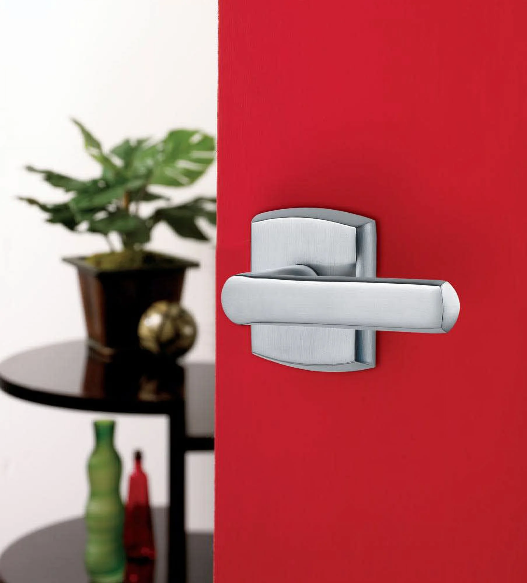 Baldwin 5485V050MR Lever X Less Rose, Lifetime Satin Nickel