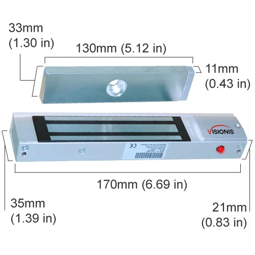 FPC-5006-VS One Door Access Control Outswinging door 300lbs Electromagnetic Lock with Visionis Wireless Receiver and Remote Kit