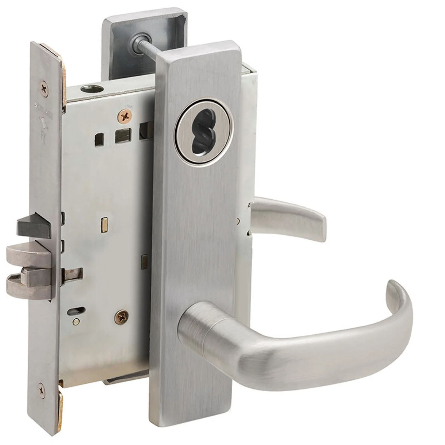 Schlage L9080J 17L 626 Grade 1 Storeroom Mortise Lock Schlage FSIC Less Core 17 Lever L Escutcheon Satin Chrome Finish Field Reversible