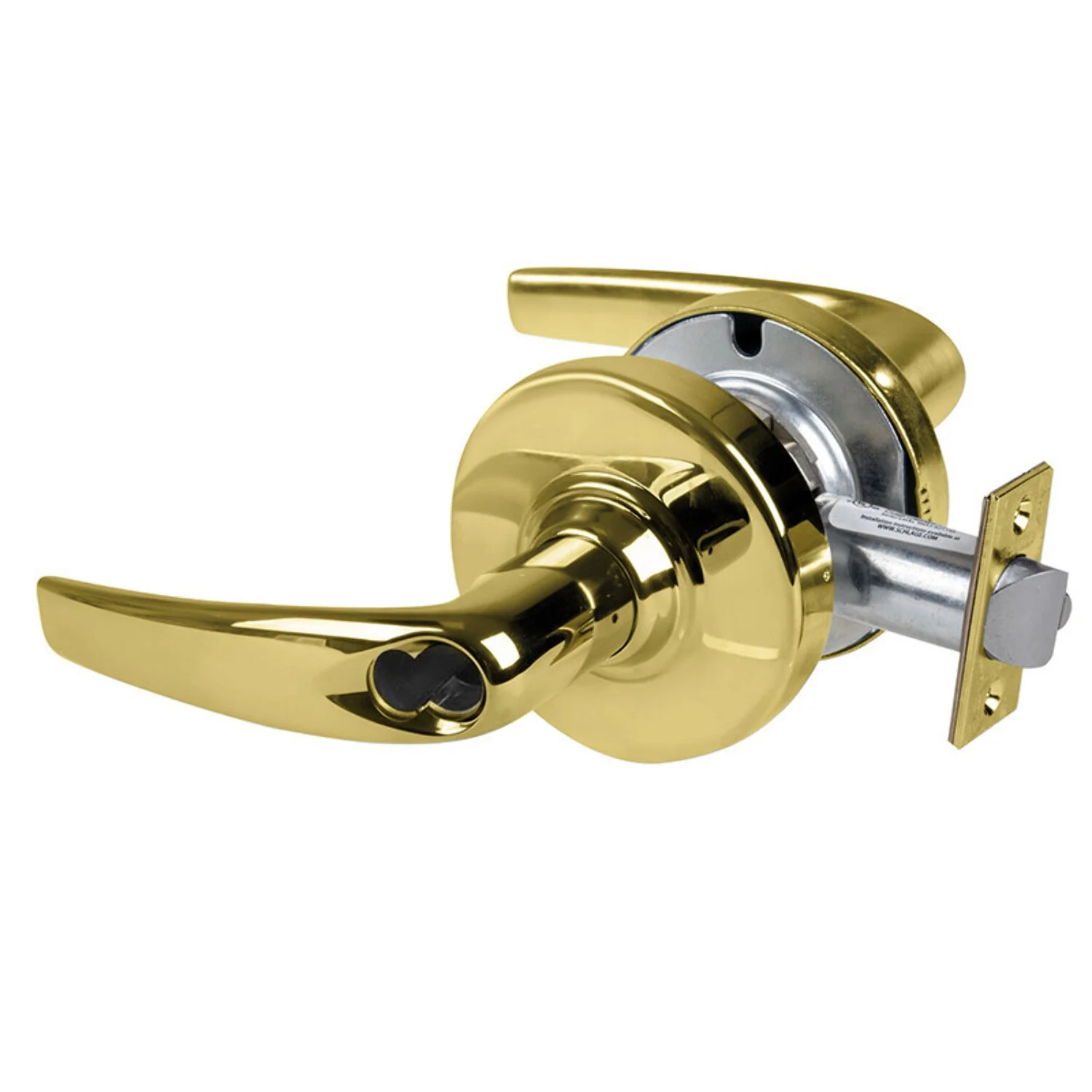 Schlage ND53JD ATH 605 Grade 1 Entrance Lock Athens Lever Schlage FSIC Prep Less Core Bright Brass Finish Non-Handed