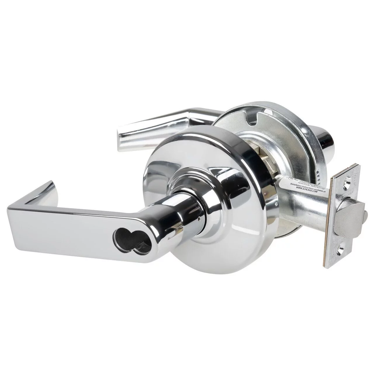 Schlage ND80BD RHO 625 Grade 1 Storeroom Lock Rhodes Lever SFIC Prep Less Core Bright Chrome Finish Non-Handed